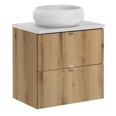 Comad Závěsná skříňka Nova Oak Wiki s deskou a umyvadlem 60 cm dub evoke/bílá