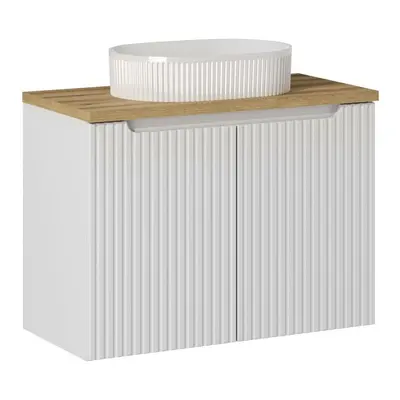 Comad Závěsná skříňka Nova White II s deskou a umyvadlem 80 cm bílá/dub coast evoke