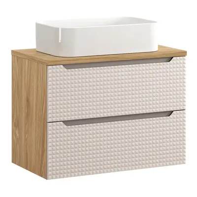 Comad Závěsná skříňka Luxor Beige Kati s deskou a umyvadlem 80 cm béžová/dub olejovaný