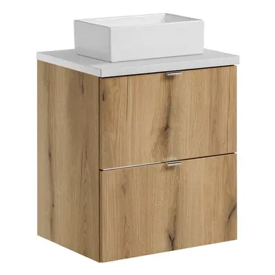 Comad Závěsná skříňka Nova Oak Gaja I s deskou a umyvadlem 50 cm dub coast evoke/bílá