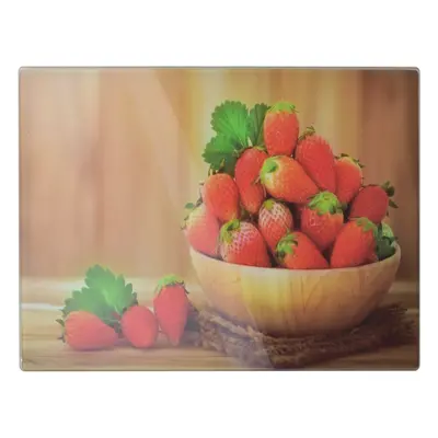 Mondex Skleněné krájecí prkénko Aria STRAWBERRIES 30x40 cm vícebarevné