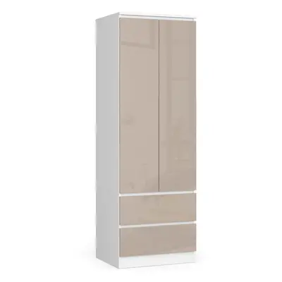 Ak furniture Šatní skříň Star 60 cm bílá/cappuccino lesk