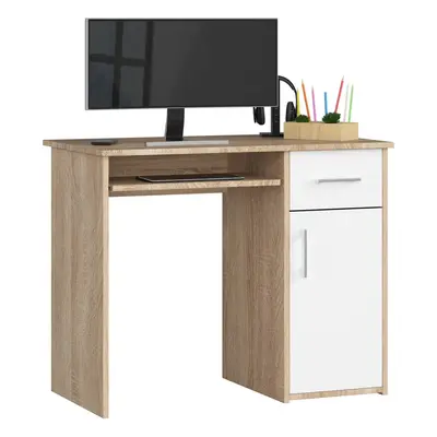 Ak furniture Volně stojící psací stůl Pin 90 cm dub sonoma/bílý