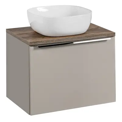 Comad Závěsná skříňka SantaFe Smile s deskou a umyvadlem 60 cm taupe/dub santa fe vintage