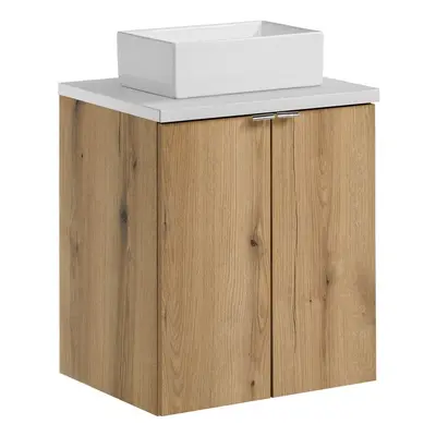 Comad Závěsná skříňka Nova Oak Gaja II s deskou a umyvadlem 50 cm dub coast evoke/bílá