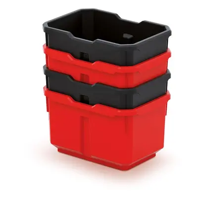 Prosperplast Sada úložných boxů 4 ks TITANIO 15,6 x 11 x 19,5 cm černo-červená