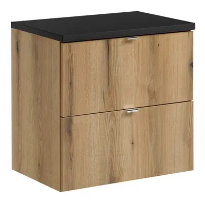 Comad Závěsná skříňka Nova Oak I s deskou 60 cm dub evoke/černá