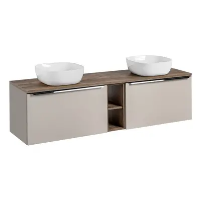 Comad Závěsná skříňka SantaFe Smile s deskou a umyvadlem 180 cm taupe/dub santa fe vintage