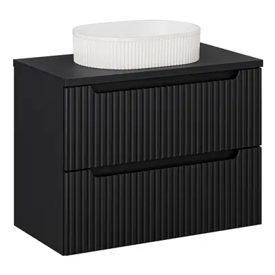 Comad Závěsná skříňka Nova Black II s deskou a umyvadlem 80 cm černá/bílá