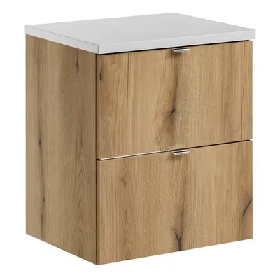 Comad Závěsná skříňka pod umyvadlo Nova Oak s deskou 50 cm bílá/dub evoke