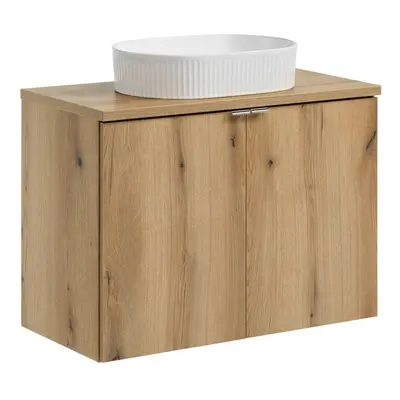 Comad Závěsná skříňka Nova Oak Beyond II s deskou a umyvadlem 80 cm dub coast evoke