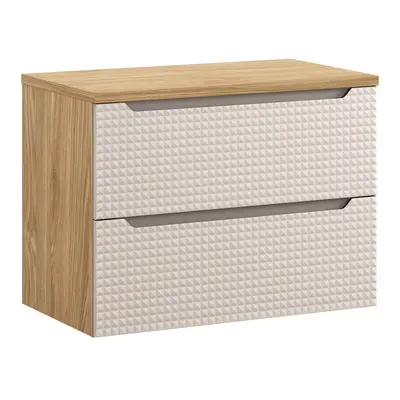 Comad Závěsná umyvadlová skříňka Luxor Beige s deskou 80 cm béžová/dub olejovaný