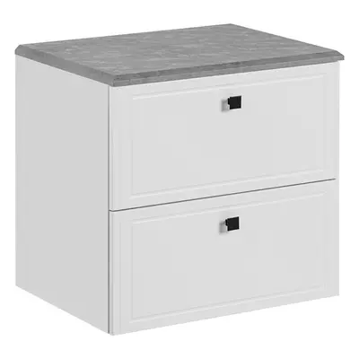 Comad Závěsná skříňka pod umyvadlo Concrete s deskou 60 cm bílá/světlý beton