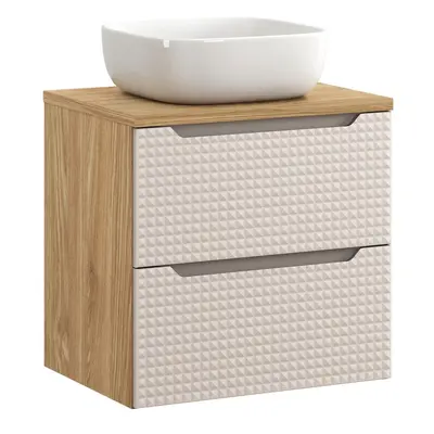 Comad Závěsná skříňka Luxor Beige Smile I s deskou a umyvadlem 60 cm béžová/dub olejovaný