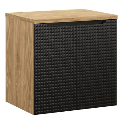 Comad Závěsná skříňka pod umyvadlo Luxor Black II s deskou 60 cm černá/dub olejovaný