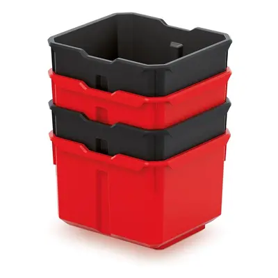 Prosperplast Sada úložných boxů 4 ks XEBLOCCK 15,7 x 14 x 21 cm černo-červená