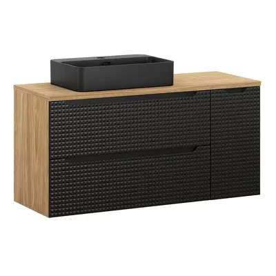 Comad Závěsná skříňka Luxor Black Trust s deskou a umyvadlem 120 cm černá/dub olejovaný