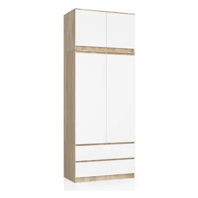 Ak furniture Šatní skříň s nástavcem Star 90 cm dub sonoma/bílá