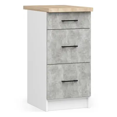 Ak furniture Kuchyňská skříňka OLIVIE III 40x85 cm matná bílá/beton/dub sonoma