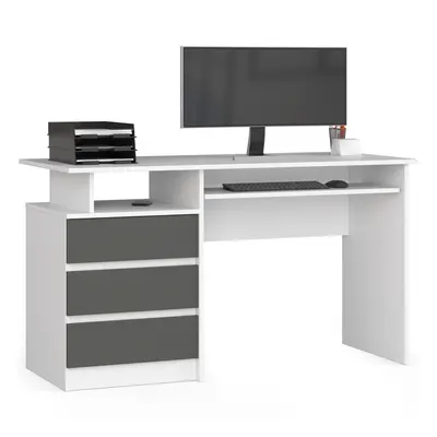 Ak furniture Volně stojící psací stůl CLP 135 cm bílý/grafitově šedý