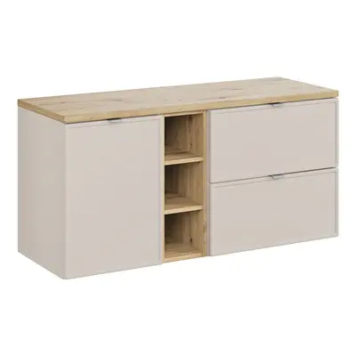 Comad Závěsná skříňka Bella Cashmere s deskou 120 cm kašmírová/dub artisan