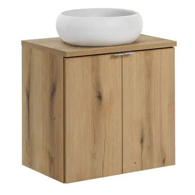 Comad Závěsná skříňka Nova Oak Wiki II s deskou a umyvadlem 60 cm dub evoke