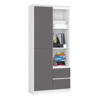 Ak furniture Knihovna R 80 cm CLP R11 bílá/grafitová