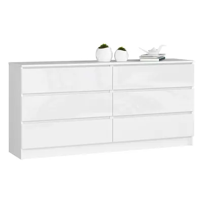 Ak furniture Komoda Rollo V 160,4 cm bílá lesklá