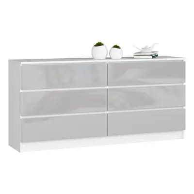 Ak furniture Komoda Rollo V 160,4 cm bílá/šedá lesklá