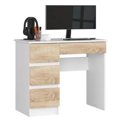 Ak furniture Psací stůl A-7 90 cm bílý/dub sonoma levý