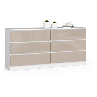 Ak furniture Komoda Kuba 160 cm 6 šuplíků bílá/cappuccino