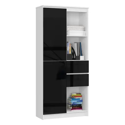 Ak furniture Skříň Rexa II 80 cm bílá/černá