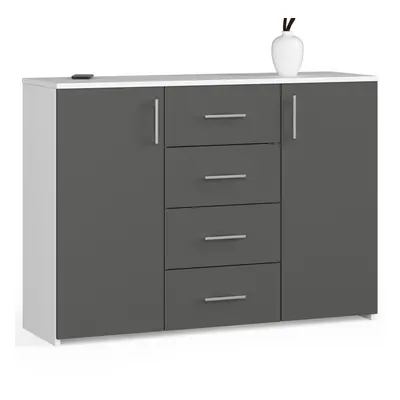 Ak furniture Komoda TORVI K 110 cm matná bílá/matná grafitově šedá