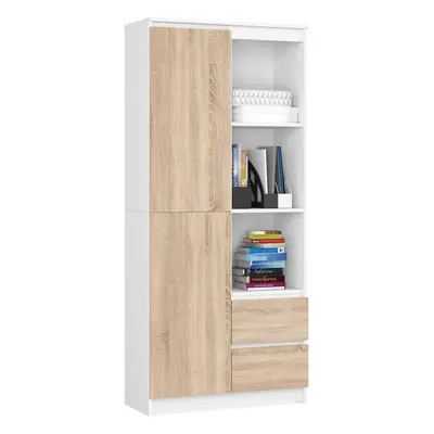 Ak furniture Skříň Rexa 80 cm bílá/dub sonoma