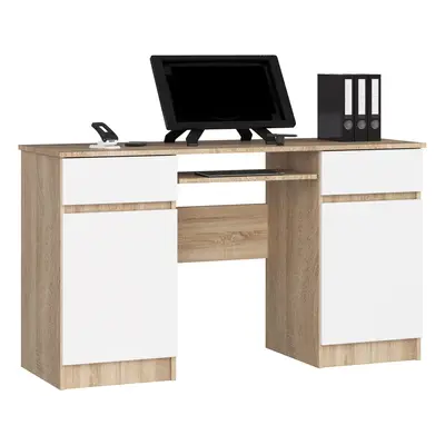 Ak furniture Psací stůl A5 135 cm dub sonoma/bílý