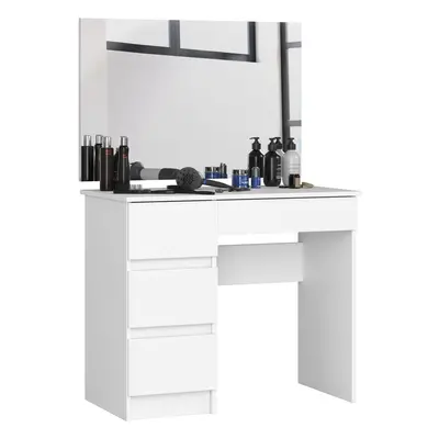 Ak furniture Kosmetický stolek se zrcadlem T-6 I 90x50 cm bílý levý