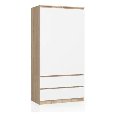 Ak furniture Šatní skříň Star 90 cm dub sonoma/bílá