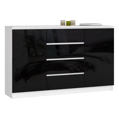 Ak furniture Komoda Tove K 160,4 cm bílá/černá lesklá