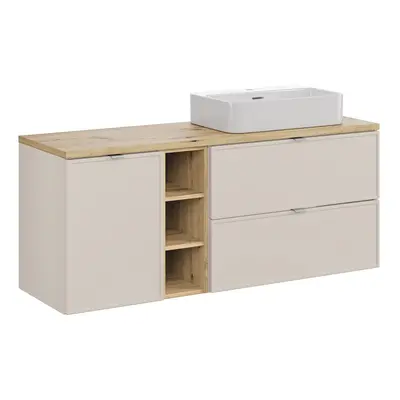 Comad Závěsná skříňka Bella Cashmere Trust s deskou a umyvadlem 140 cm kašmírová/dub artisan