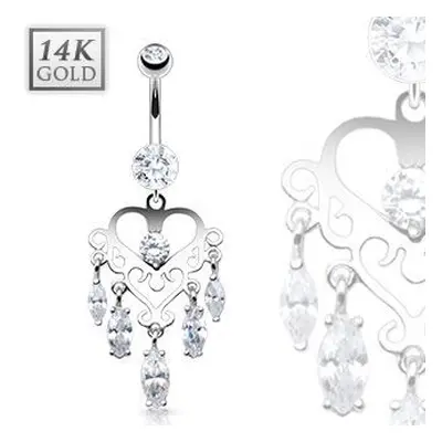 S4U Šperky4U Zlatý visací piercing do pupíku, Au 585/1000 - ZL01084-WG