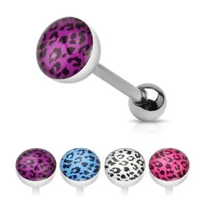 MARRE Piercing do jazyka leopardí vzor (fialová, 1,6 x 16 mm)