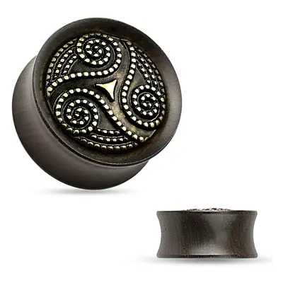 MARRE Dřevěný plug do ucha Ebony Wood s ornamenty (16 mm) - PL01172-16