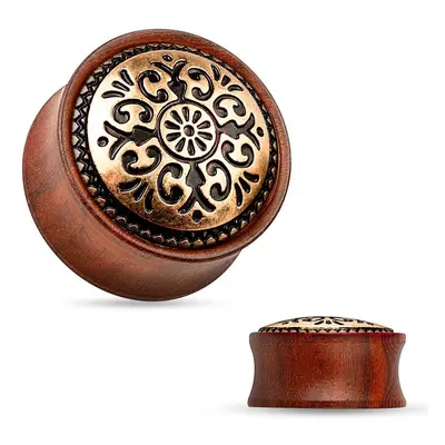 MARRE Dřevěný plug do ucha Rose Wood s ornamenty (10 mm) - PL01171-10