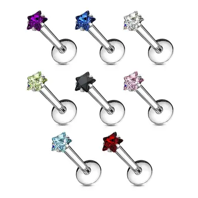 S4U Šperky4U Piercing do brady labreta - hvězda 3 mm (zelená) - LB01124-G