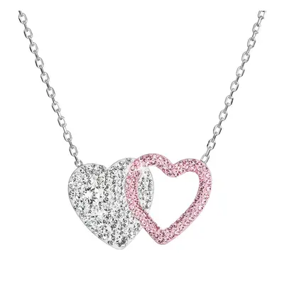 Evolution Group Stříbrný náhrdelník dvojité srdce se Swarovski krystaly 32079.3 lt.rose