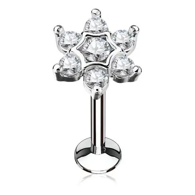 S4U Šperky4U Piercing do brady - labreta kytička, čirý kamínky (1,2 x 6 mm) - LB1039C-1206