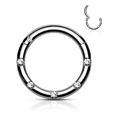 MARRE Piercing kruh segment, čiré zirkony, 1,2 x 8 mm