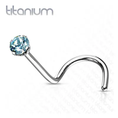 MARRE Zahnutý piercing do nosu - titan, kamínek 2 mm (tyrkysová) - TIT1063Q-020