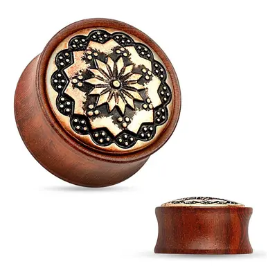 MARRE Dřevěný plug do ucha Rose Wood s ornamenty (25 mm) - PL01175-25