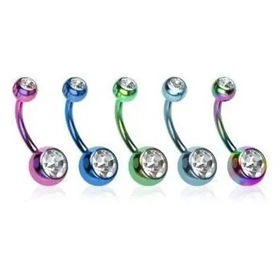 S4U Šperky4U Piercing do pupíku - banánek (čirý/duhový) - BS01034-CAB